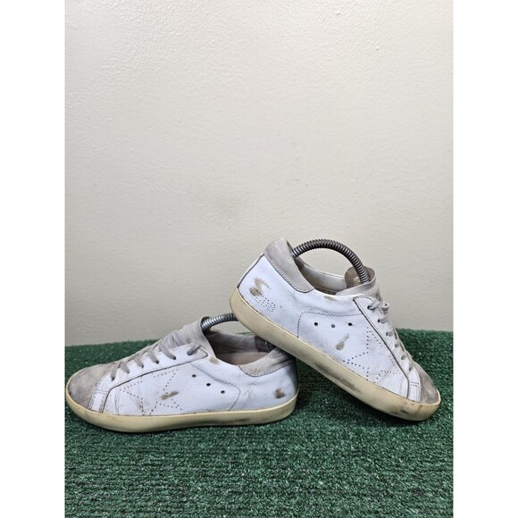 GOLDEN GOOSE SuperStar White Leather Suede Sneakers Perforated Stars EU 38 US 8 - Picture 4 of 15